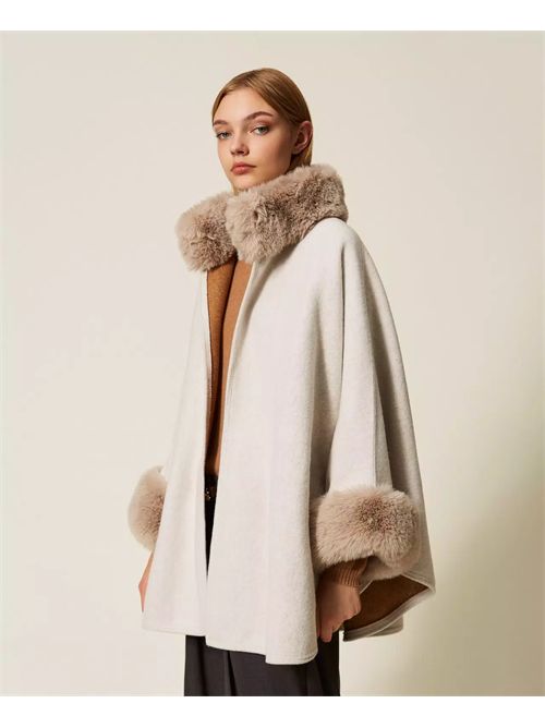 Poncho in panno e faux fur TWINSET | TO5130/00282